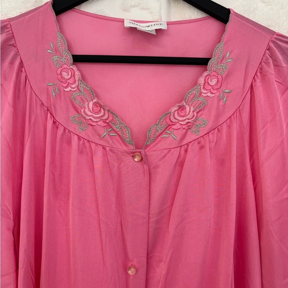 Shadowline Vintage Pink Floral Embroidered Robe size Large